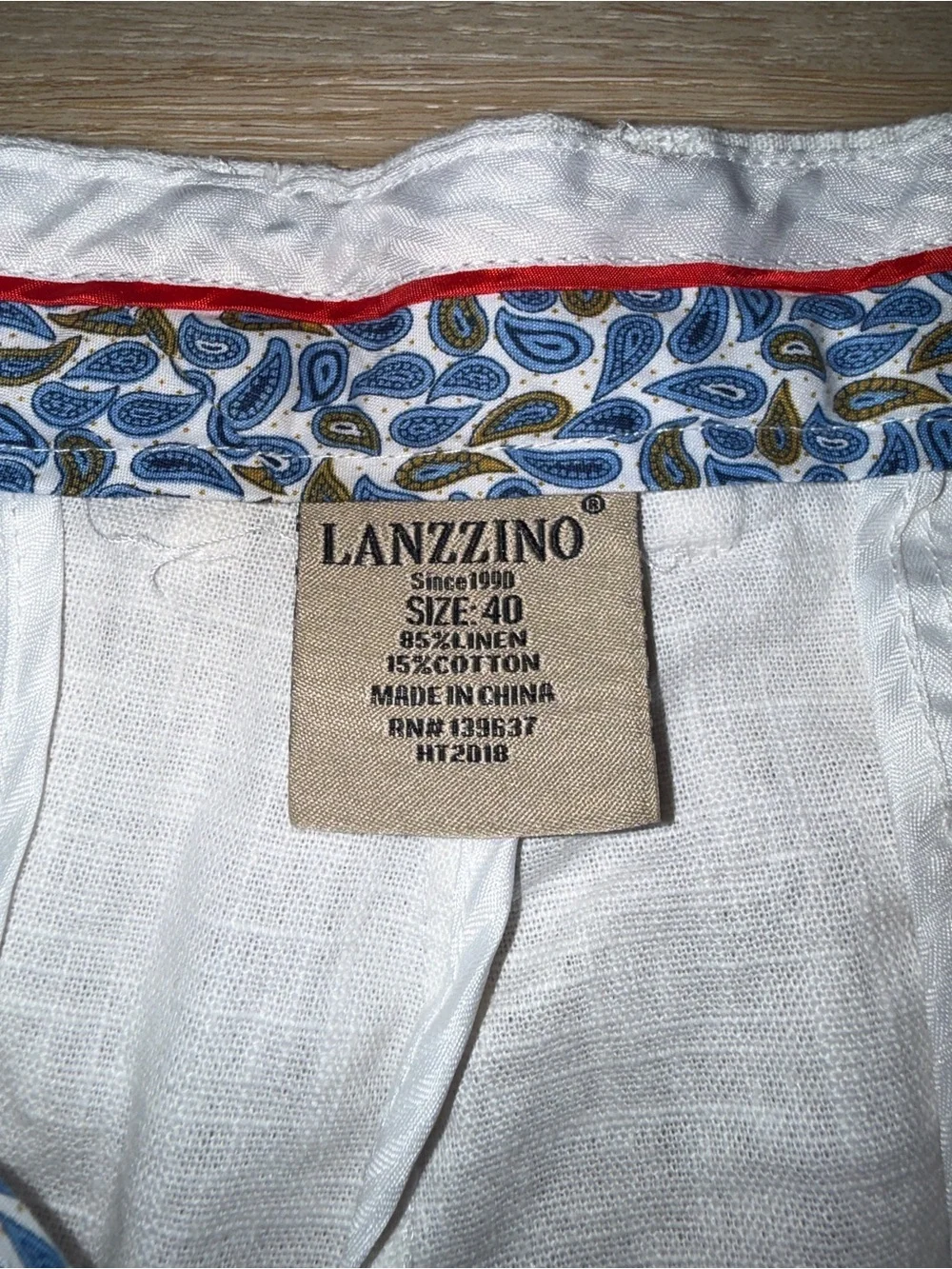 Lanzzino White Linen Pants Size 40